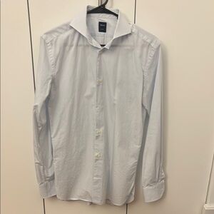 Boggi men blue and white dress shirt
